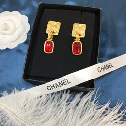 Chanel Earring Designer Brand Antique Gold Red Zircon Jewelry Lady Women Party Wedding Lovers Gift For Bride with Box