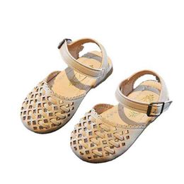 Summer New Children's Sandals Girls Woven Hollow Princess Shoes Anti-kick Soft Bottom Baby Toddler Shoes Fashion Sandal G220418