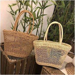 Fashion Women Summer Straw Large Tote Bag Hollow Out Beach Shoulder Bag Handbag Storage Basket G220607