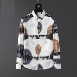 2022designer luxury mens dress casual print shirts for men long sleeve cotton paris slim fit womens shirt#L254V