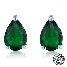 Stud Sterling Silver Earrings Colourful Created Gemstone Round Oval Pear Shape For Women Birthday Gift Fine JewelryStud Farl22