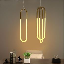 Pendant Lamps Modern Energy Saving Lamp 110V 220V Iron U Style Gold Lights Study Lighting Fixture For Bar Living RoomPendant