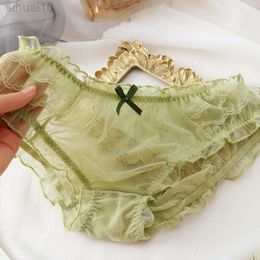 Women Large Sensual Lingerie Seeing Through Panties Summer Ultra-Thin Dot Arch Cute Lolita Underwear Sexy Lady Mesh Panties 3XL L220802
