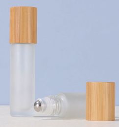5ML 10ML Natural Bamboo Lid Cap Thick Clear Glass Essential Oil Roll On Bottle Metal Roller Ball for Perfume Aromatherapy
