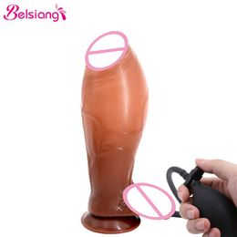 -Belsiang enorme bomba de consolador inflable Big Butt Butt Pene realista gran consolador suave Copa de succión Sexo para mujeres Productos sexuales 210263T