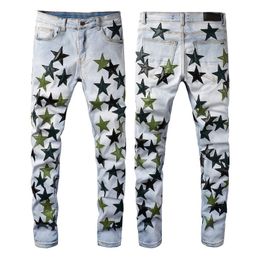 Blue Jeans Men Star Patch Slim Fit 11 High quality Biker Denim Pants Motocycle Men's Hip Hop Trousers Size 28-40