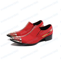 Fashion Red Suede Leather Men Party Shoes Pointed Toe Business Dress Shoes Large Size Male Formal Brogue Shoes