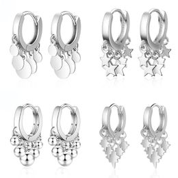 Hoop & Huggie Trendy Beads Star Tassel Earrings For Women 925 Sterling Silver Oorbellen Pendientes Jewellery WholesaleHoop