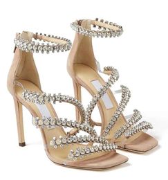 Designer-Italy Brands Josefine Sandals Crystal Strappy Elegant Lady High Heels Bridal Shoes Wedding Party Bridals Sexy Walking EU35-43