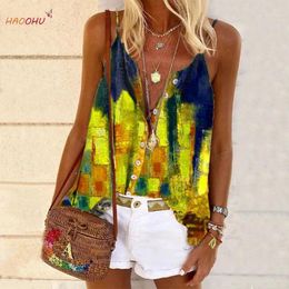 Women's T-Shirt HAOOHU Crop Top 5XL Sling Bare Shoulders Oversized Strappy Cardigan Printed Casual 2022 Summer Clothing