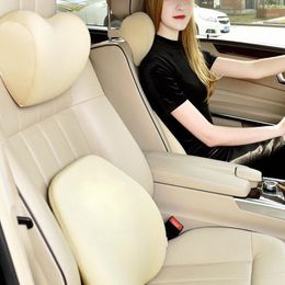 Seat Cushions Car Headrest Neck Pillow Waist Backrest Cushion Back Memory Cotton Protection Vehicle Supplies