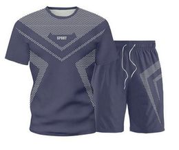 Summer Mens Sets Short Sleeve Print Tracksuit Men Sports Suit 2022 Casual Mens Two Pieces Set T-Shirt+Shorts Plus Size Sportswear Clothing