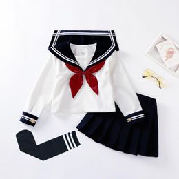 Clothing Sets Japanese Student School Uniforms Girls Navy Costume Women JK Suit Sailor Blouse Pleated Skirt Boys Uniform SuitsClothing