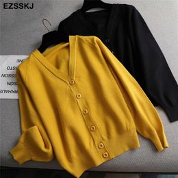 Batwing Sleeve v-neck solid loose Sweater cardigans jacket coat women sweater oversize cardigan jacket coat outwear TOP 201224