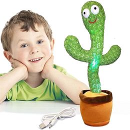 Dancing Cactus 120 Song Ser Talking Usb Charging Voice Repeat Plush Cactu Dancer Toy Talk Stuffed Toys For Kids Gift 220621