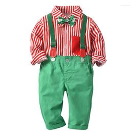 Clothing Sets 1-4 Years Christmas Dress Up Toddler Boy Cotton Cute 3pcs Shirt Pants And Tie Set Baby Kids Party Fashion SuitClothing