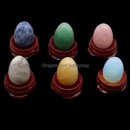 Jewellery Pouches Bags Packaging Display Style Natural Stone Decoration Egg-Shapedl With Base Artificial Ornament Lucky Gift Bed-Room Garde