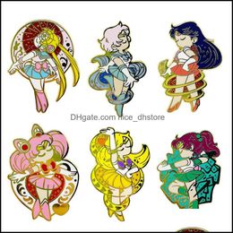 PinsBrooches Jewellery Sailor Moon Brooch Pins Enamel Metal Badges Lapel Pin Brooches Jackets Jeans Fashion Accessories Drop D Dhsmj