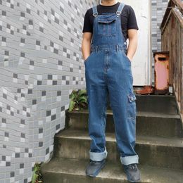 Men's Jeans Men Men's Denim Overalls Jumpsuit Multi-pocket Strap Straight Pants Blue More Sizes 30-44 46Men's Heat22