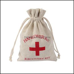 Gift Wrap 50/100Pcs Hangover Kit Bags Wedding Favor Holder Bag Red Cross Cotton Linen Reery Event Party Supplier Drop Delivery 2021 Suppli