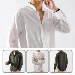 Men's Dress Shirts Men Trendy Solid Colour Single-breasted Shirt Pocket For OfficeMen's Vere22