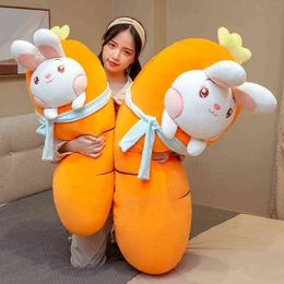 New Creative Simulation Carrot Cuddle Stuffed Plant With Down Cotton Super Soft Rabbit Pillow Beautiful Gift For Girl J220704