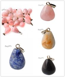 Pendant Necklaces Yingwu 20pcs Lot Water Drop Shape Natural Rose Pink Quartz Crystal Stones DIY Fit For Jewellery MakingPendant