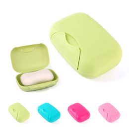 1pcs Portable Soap Dishes Soaps Container Bathroom Acc Travel Home Plastic Soap Box With Cover Big Sizes Candy Colour