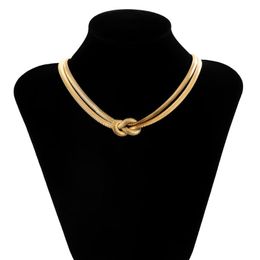 Chokers Punk Jewellery Accessories Duble Layer Golden&Silver Colour Chain Tangled Knot Pendants Hip Hop Metal Statement Choker NecklaceChok
