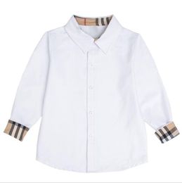 Big Boys White Casual Shirts Cotton Kids Plaid Long Sleeve Shirt Spring Autumn Children Turn-Down Collar Shirt Child Tops 3-12 Years