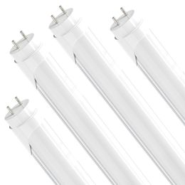 JESLED T8 LED Tube Lights 4FT G13 Dural Row Clear Cover Frosted Covers 5000K 28W Daylight White Garage Shop Office Lights