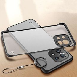 Frameless Finger Ring Cases For Xiaomi Redmi Note 8 10 9Pro Ultra-thin 10 11 Ultra Matte Clear Cover