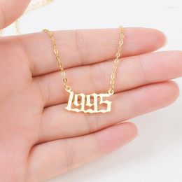 Pendant Necklaces Unique Birth Year Number For Women Gold Color Choker Necklace Custom 1980 To 2022 Birthday GiftPendant Godl22