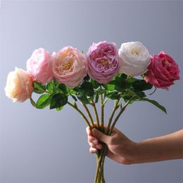 5pcs Artificial Rose Peony Real Touch Flowers for Home Table Decoration Wedding Bouquet Living Room Office Decor Fake Roses 220527