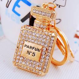 Crystal Rhinestone Perfume Bottle Keychain Bag Car Purse Key Chain Ring Pendant Jewellery Keyring Gift Souvenir