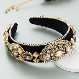 2022 new Colourful Crystal Headband For Women Handmade Rhinestone Hairband Baroque Padded Diamante Hair Bands Bridal Hair Accessories