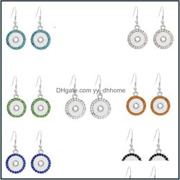 Dangle Chandelier Noosa Metal Crystal Snap Sier Plated Round Womens Trendy 7 Colours Drop Earrings 12Mm Button Vintage Jewe Yydhhome Dhz1M