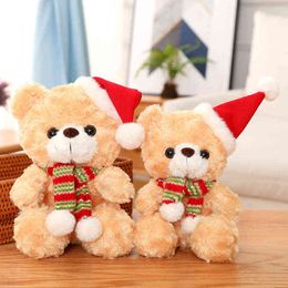 Pc Cm Cute Christmas Hat Teddy Bear Cuddles Kawaii Dolls Filled Soft For Children Girlfriend Birthday Xmas Gifts J220704
