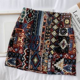 HELIAR Boho Patchwork Partern Skirt A-line National Skirts Spring Mini Wide Leg BOHO Vintage For Women 220401