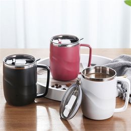 Tea Coffee Water Bottle Thermal Mug Beer Cups Stainless Steel Simple Office Vacuum with Lid Practical Portable Drinkware 220509
