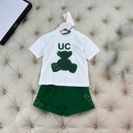 Sommer-Babykleidung, Baumwoll-T-Shirt, Shorts-Set für Jungen und Mädchen, 5A-Qualitätsdesigner-Kindermode-Trainingsanzug, T-Shirts, Oberteile, weiß aufgedrucktes Logo der Marke G..CI