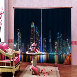 Blackout Curtain 3D city night Window Home For Living Room Office Bedroom 3d Stereoscopic Curtains European fashion style Drapes