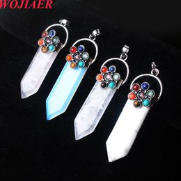 Antique Natural Sword Shape Reiki 7 Chakra Necklace Turquoise Gem stone Pendants Beads Women Jewelry BO983