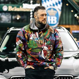 Men's Hoodies & Sweatshirts 3D Graffiti Hip Hop Street Stitching Spring And Autumn Hoodie Long-sleeved Sweatshirt Sweater