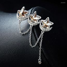 ladies pin brooches Canada - Pins Brooches Imported Glass Imitation Crystal Pin European And American Fashion Star Moon Connected Ladies Creative Brooch Seau22