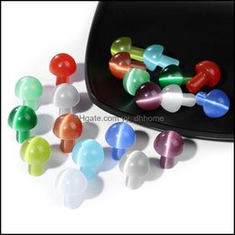 Stone Loose Beads Jewellery 2Cm Cats Eye Mini Mushroom Statue Carved Decoration Cat Healing Crystal Gift Room Ornament Fish T Dhmwk