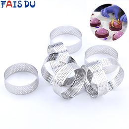 4 6 Pcs Mini Tart Ring Stainless Steel Tartlet Mold Small Circle Cutter Pie Heat Resistant Perforated Cake Mousse Molds 220601