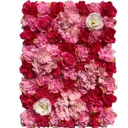 60x40cm Artificial Flowers DIY Wedding Decoration Flower Wall Panels Red Silk Rose Flower Christmas Decor Party Backdrop