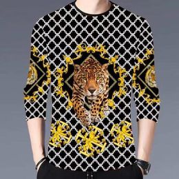 Men's T-Shirts 2022 Latest Letter Printing T-shirt Men And Women Spring Autumn Oversized 3d Tiger Crown Round Neck
