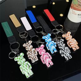 Party Favour 2022 Acrylic stripe stand pose bear keychain creative car bag couple bear key chain small pendant gift wholesale